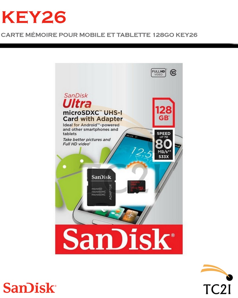 SANDISK CARTE MEMOIRE MICROSDHC ULTRA 128 GO