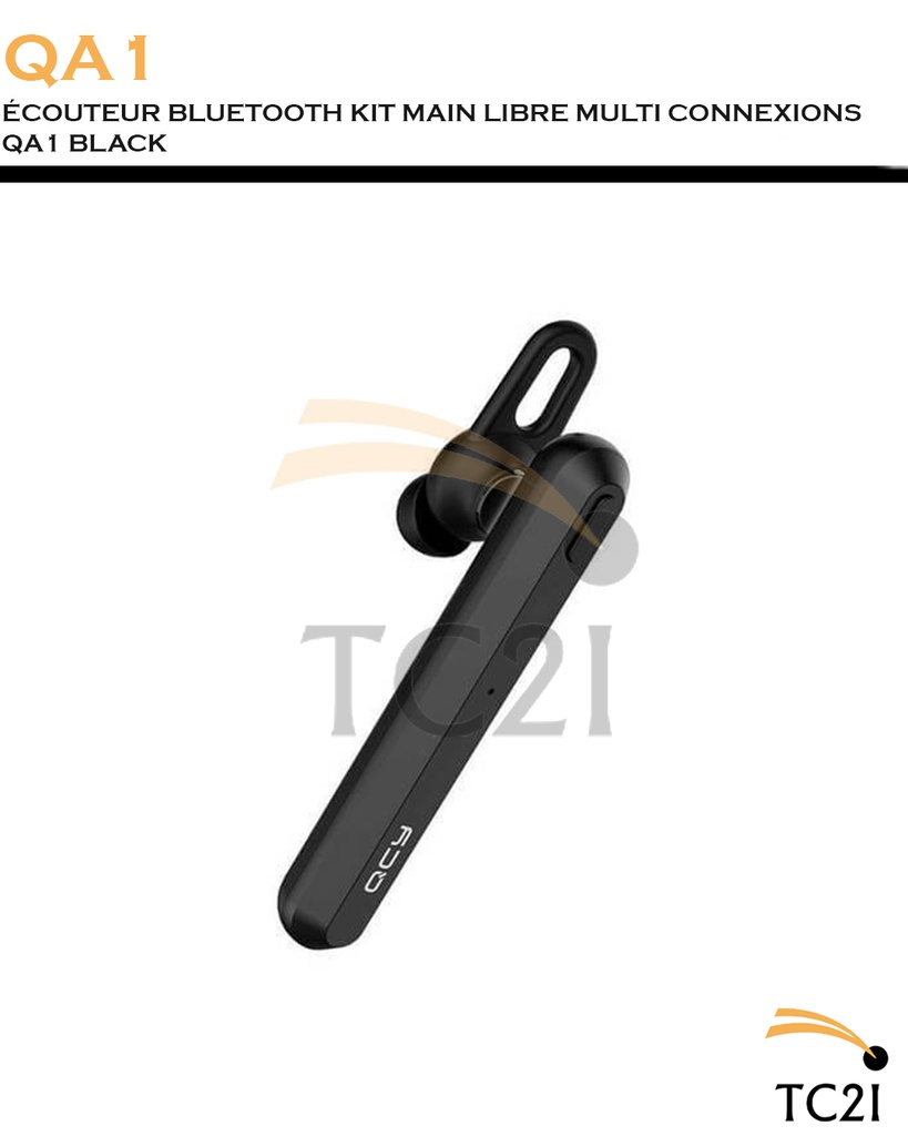 ÉCOUTEUR BLUETOOTH KIT MAIN LIBRE MULTI CONNEXIONS QA1 BLACK