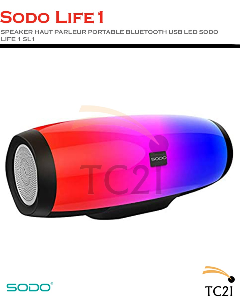 SPEAKER HAUT PARLEUR PORTABLE BLUETOOTH USB LED SODO LIFE 1 SL1