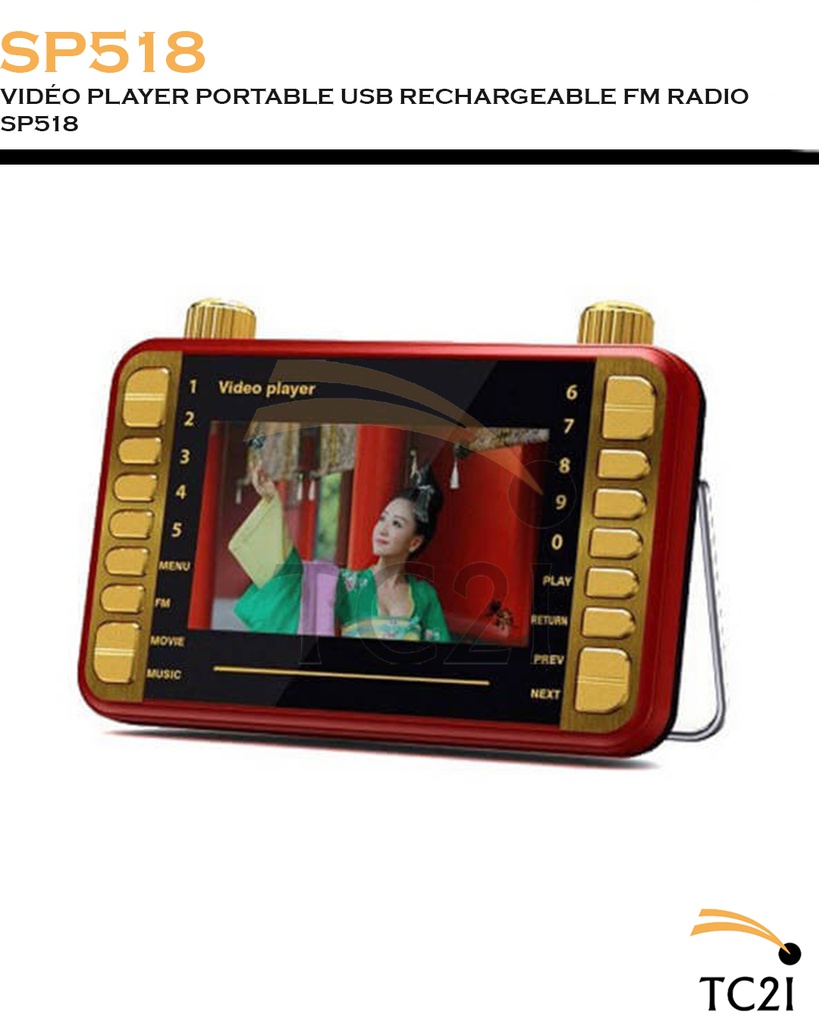 VIDÉO PLAYER PORTABLE USB RECHARGEABLE FM RADIO SP518