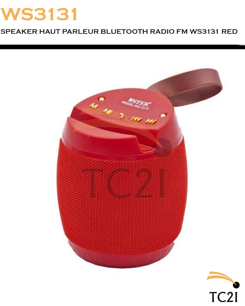 SPEAKER HAUT PARLEUR BLUETOOTH RADIO FM WS3131 RED