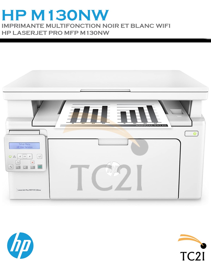 IMPRIMANTE MULTIFONCTION NOIR ET BLANC WIFI HP LASERJET PRO MFP M130NW