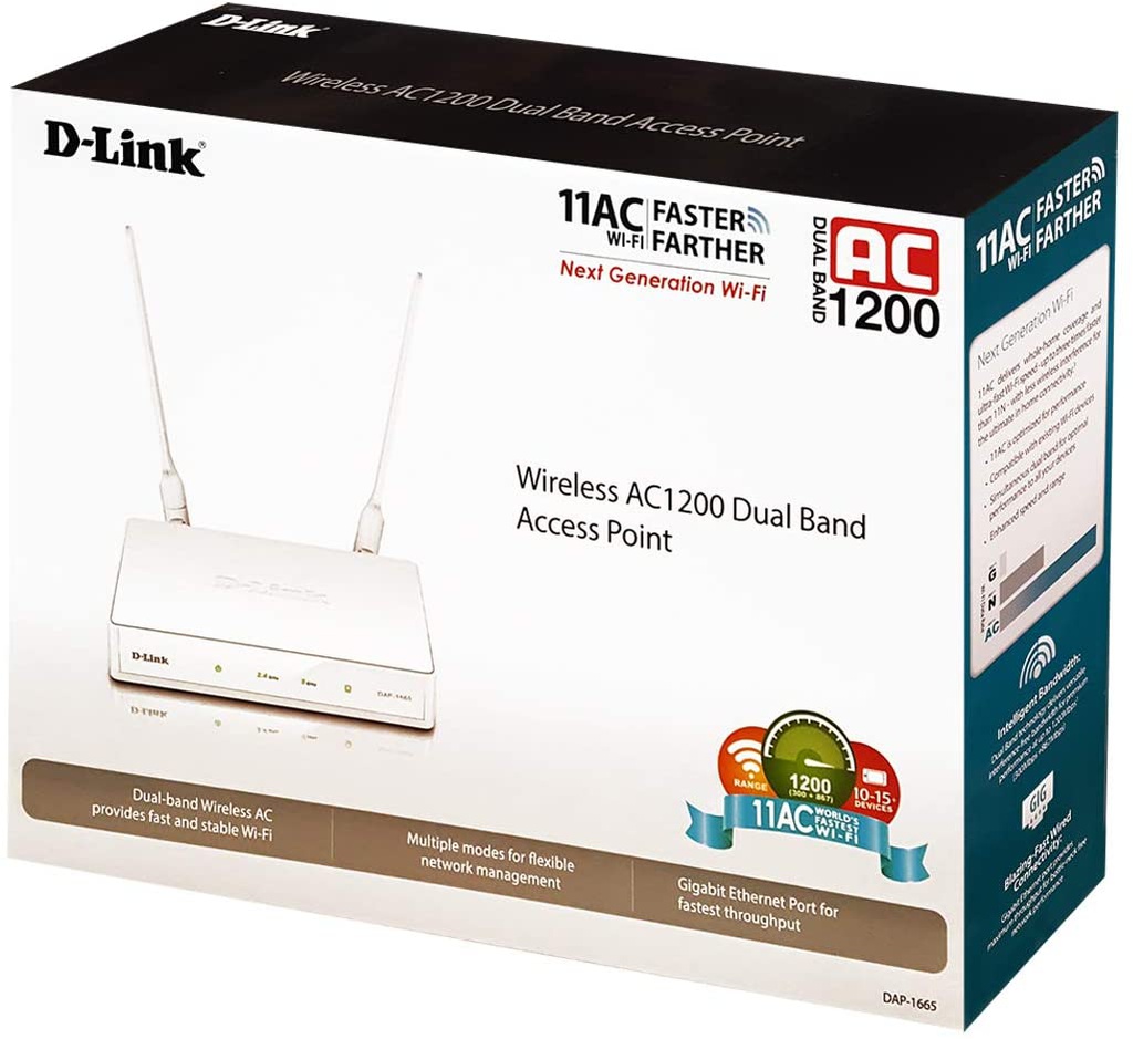 D-Link DAP-1665 Point d'accès Wi-Fi AC1200 Dual-Band Simultané