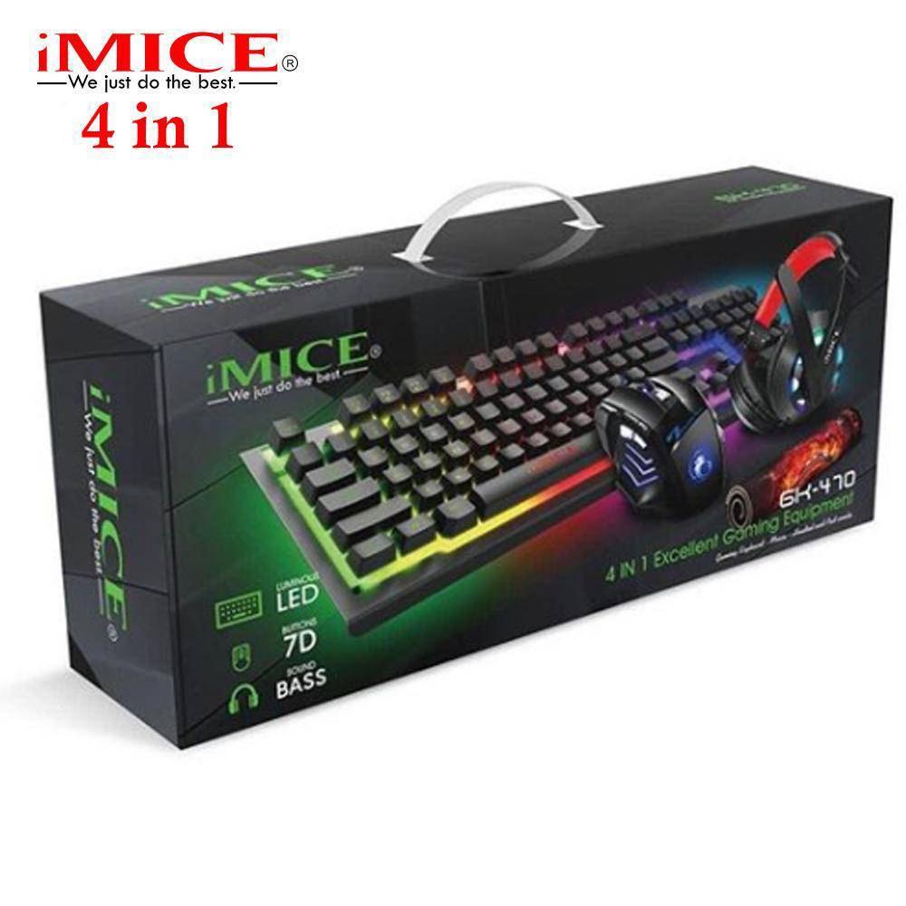 IMICE GK-470 Comp 4 en 1 Casque + Souris + Clavier + Tapis Souris