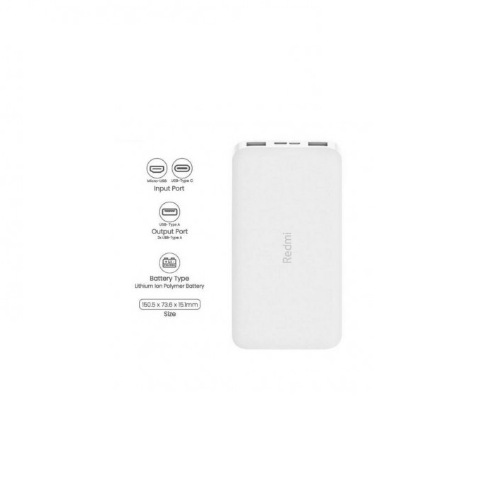 XIAOMI REDMI POWER BANK 10000 MAH CHARGE RAPIDE DUAL USB PB100LZM