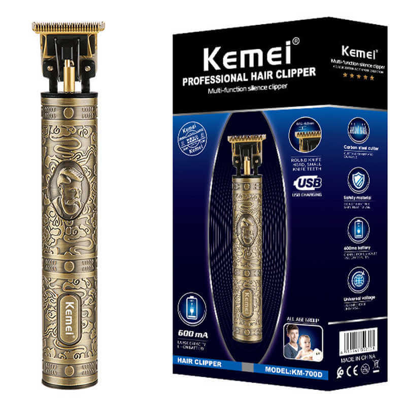 TONDEUSE RECHARGEABLE USB CHEVEUX ET BARBES 3 PEIGNES KEMEI KM700D