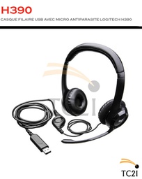 CASQUE FILAIRE USB AVEC MICRO ANTIPARASITE LOGITECH H390