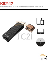 CLÉ USB SANDISK 16 GB PARTAGE DES FICHIERS EN WIFI KEY47