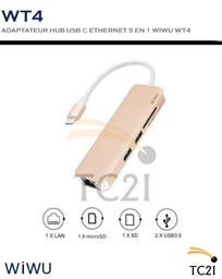 ADAPTATEUR HUB USB C ETHERNET 5 EN 1 WIWU WT4