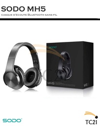 SODO CASQUE BLUETOOTH 2 EN 1 ECOUTEURS ET HAUT PARLEUR MH5 BLACK