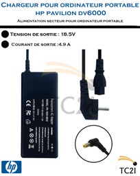 Chargeur pour ordinateur portable hp pavilion dv6000