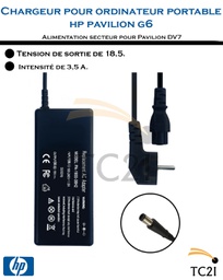 Chargeur pour ordinateur portable hp pavilion g6