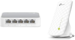 TP-Link Switch Ethernet Réseau 5 ports plastique -10/100 Mbps, ports RJ45, hub rj45 &amp; RE200 Répéteur WiFi